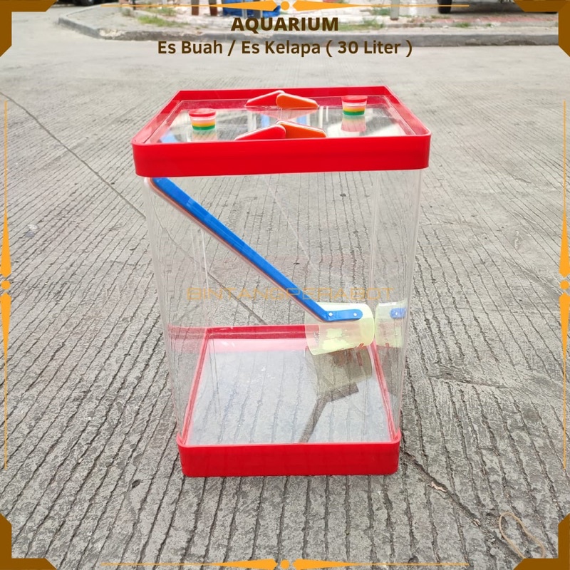 NEW AQUARIUM ES BUAH + GAYUNG 20 LITER ACRYLIC / AQUARIUM ES KELAPA / TOPLES ES BUAH / TEMPAT WADAH 