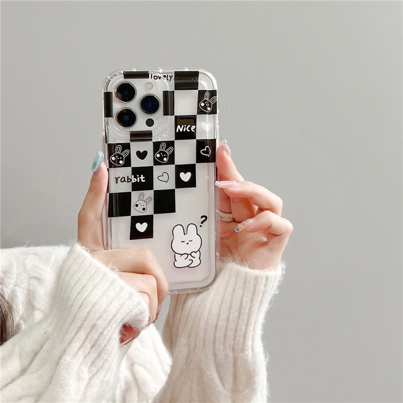 Soft Case TPU Motif Catur Hitam Putih Untuk IPhone 14 13 12 11 Pro Max