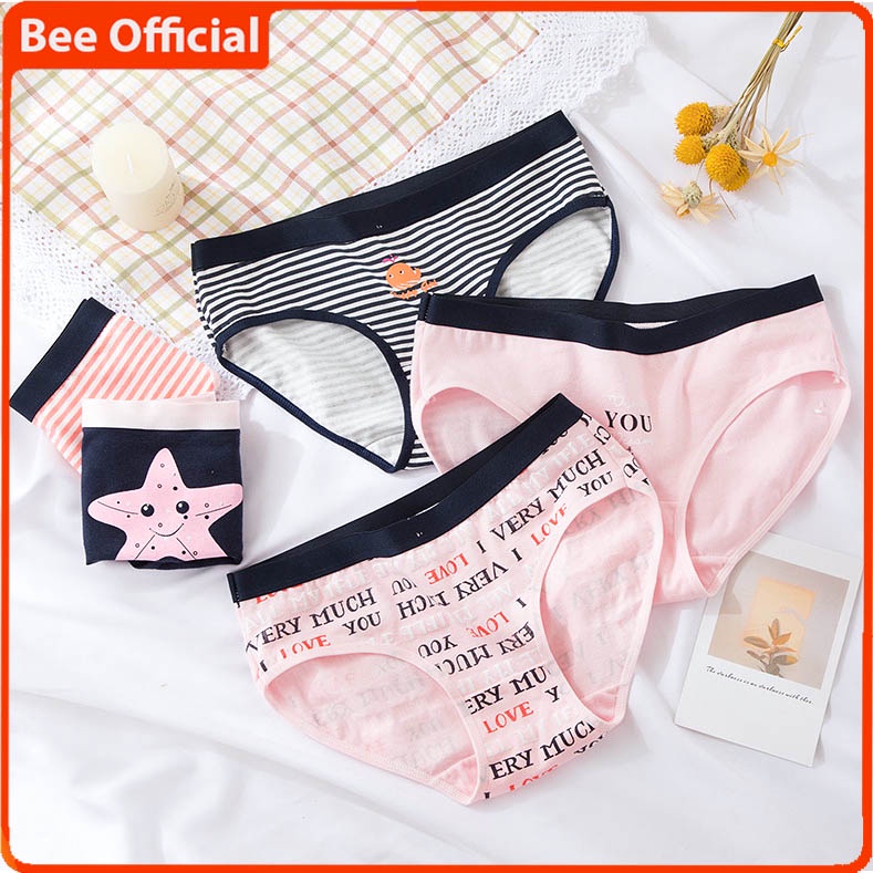 BEE - Cd Imut Fashion Jepang Celana Dalam Wanita Katun Import Mid Waist CS015