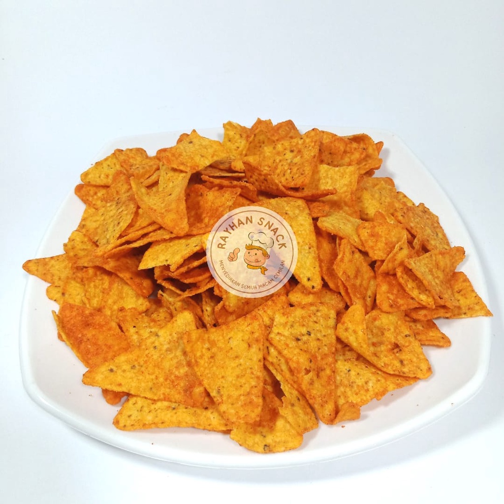 

Tortilla Chips Barbekyu Keripik Tortila Jagung Rasa Balado Pedas Kiloan 100gr