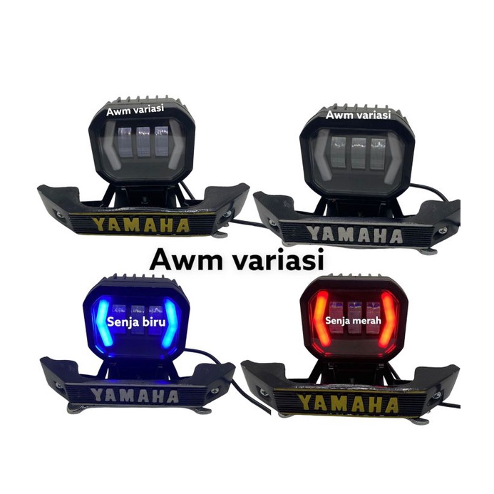 paket super ganteng rx king style lampu Daymeker 3 Lensa Senja Biru /Merah Plus Breket Rx King