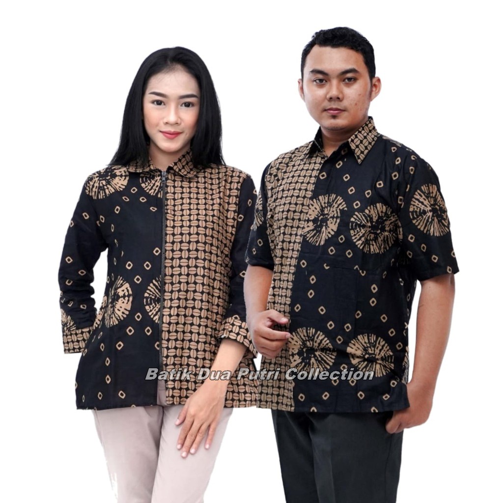 Batik Wanita Atasan Blouse Lengan Panjang Resleting Depan Busui Batik Dua Putri Collection