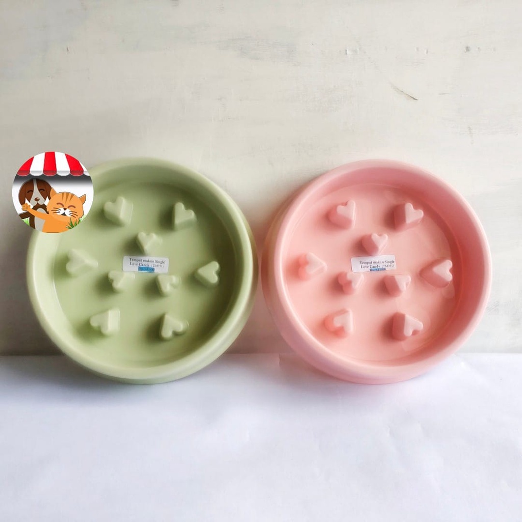 Tempat Makan Minum Kucing Anjing Kelinci Love Candy Single - Pet Bowl