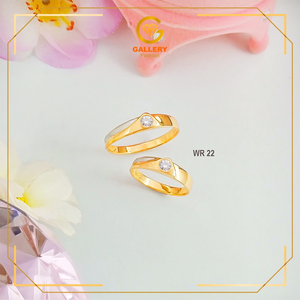 CINCIN KAWIN CINCIN TUNANGAN EMAS ASLI KADAR 375%/8KARAT KODE WR 22 MODEL MODERN ELEGAN