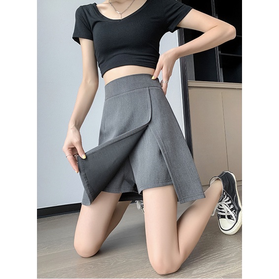 GirlWish Korean Sexy Mini A-Line Skort / Korean High Waist Mini A-Line Skirt / Rok Pendek Korea / Mini Skirt Polos