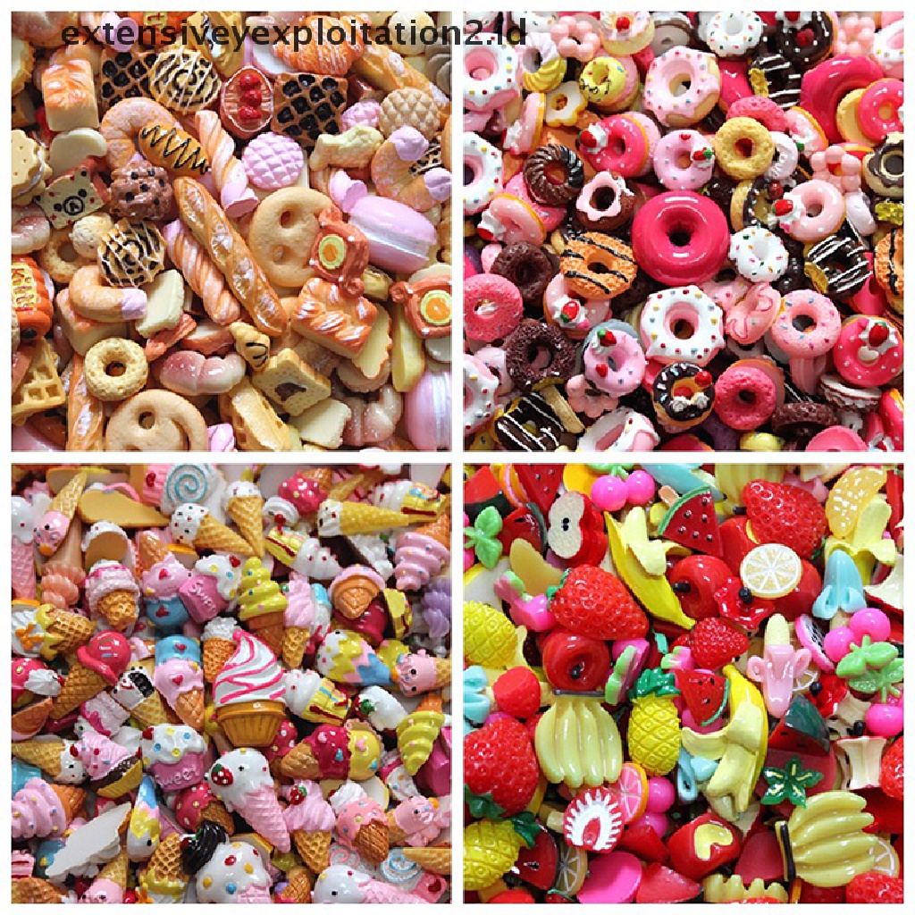 10pcs Mainan Miniatur Kue / Biskuit / Donat Untuk Aksesoris Handphone
