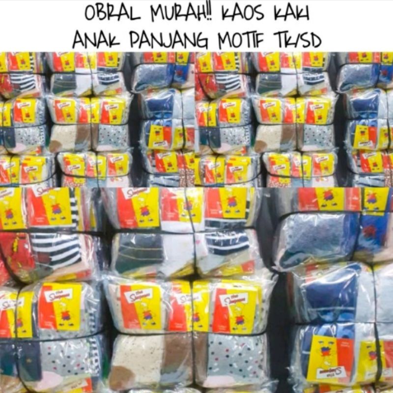 OBRAL ( 12 PASANG ) kaos kaki anak Tk-sd motif lucu&quot; panjang