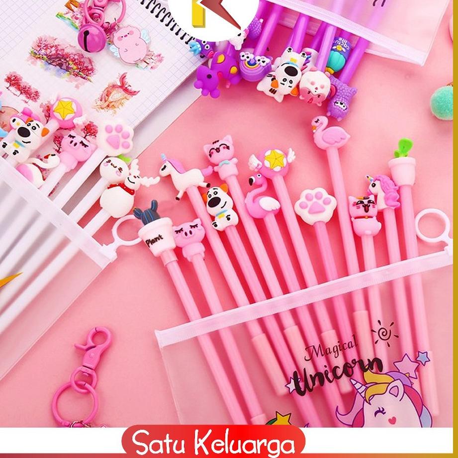 

Diskon Istimewa SK-A15 Pulpen Gel Karakter Lucu Set Isi 20PCS Pena FREE Zipper Pouch Tempat Pensil Transparan Murah