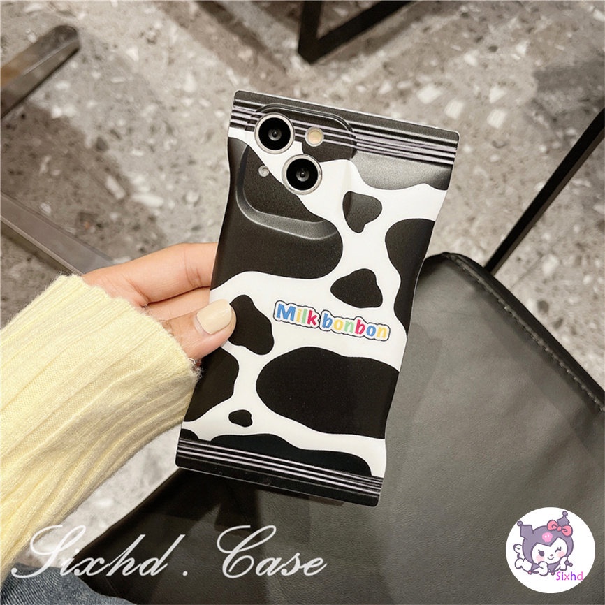 Redmi 12C 10C 10A 10 Redmi Note 12 11 11s 10s 10 9 8Pro Redmi 9T 9C 9A 9 Xiaomi 12 Lite 11Lite 12T 11T 10T Poco M3 X4Pro Snack Bag Case Cute Black White Cow Pattern Phone Case Soft Cover