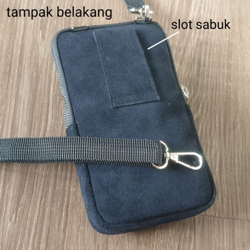 Sling bag pria kulit suede hitam SB10