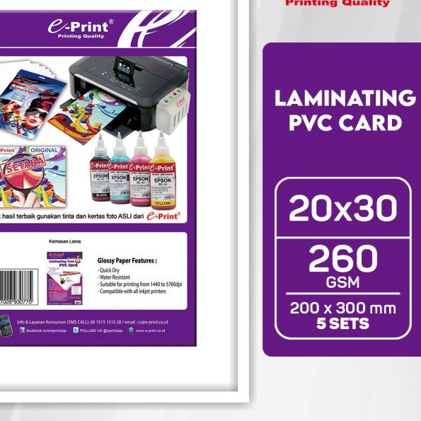 

Kertas Foto e-Print PVC Laminating Card