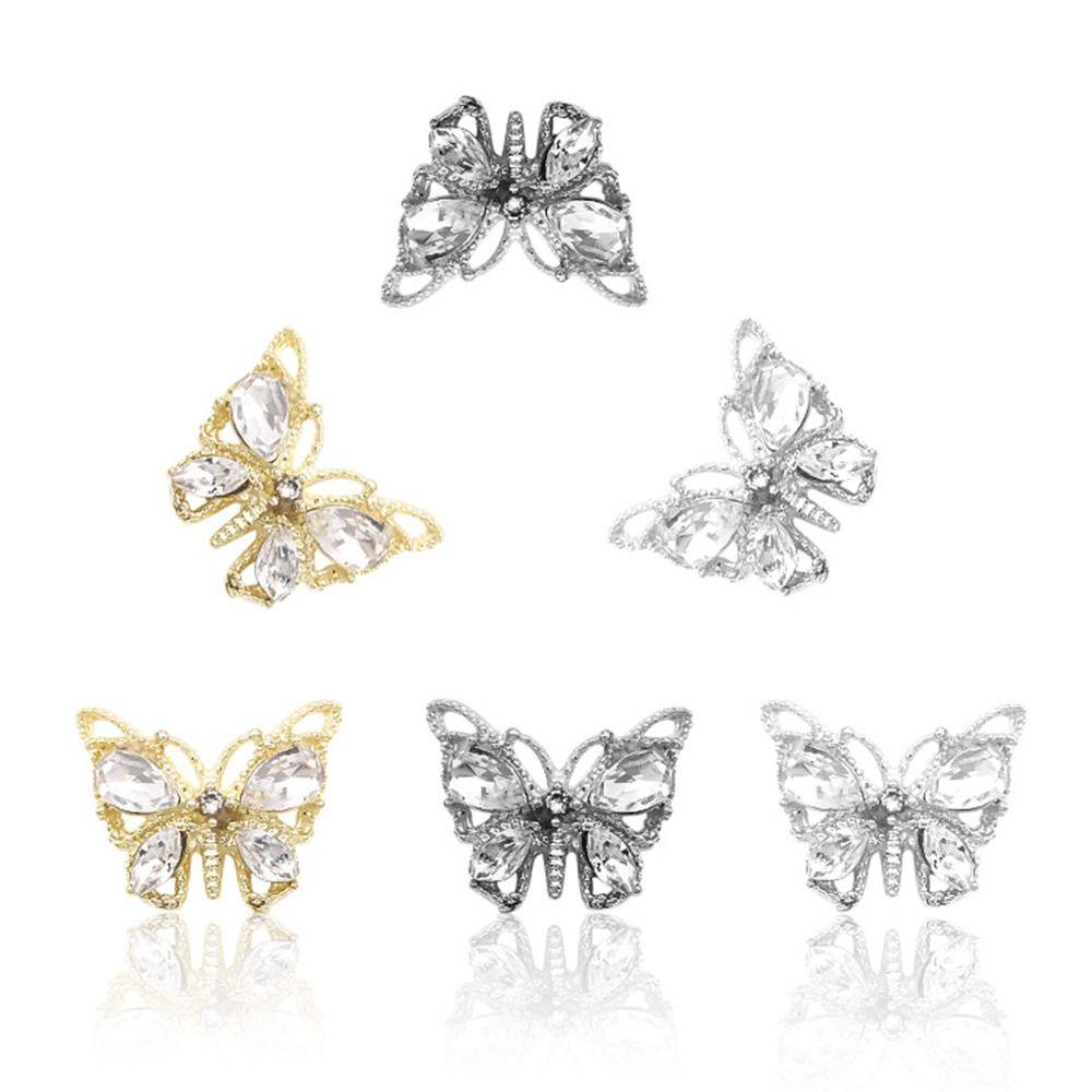 Preva 10 Pcs Nail Art Berlian Imitasi Baru Kupu-Kupu Zirkon Manikur Aksesoris