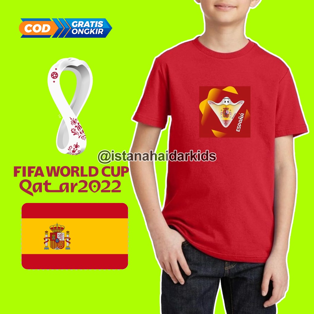 KAOS SPANYOL PIALA DUNIA ANAK 2022 QATAR ORIGINAL DEWASA WANITA / BAJU SPANYOL PIALA DUNIA 2022 ANAK
