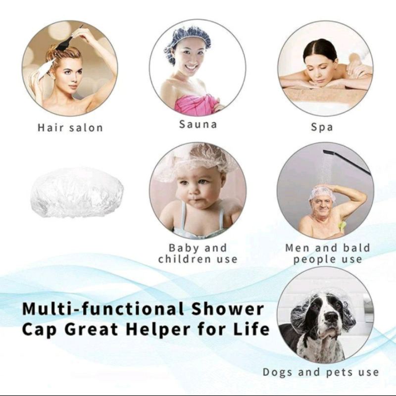 PENUTUP RAMBUT KEPALA PLASTIK MANDI PELINDUNG CAT RAMBUT / HAIR CAP SHOWER NURSE CAP TUTUP MAKANAN