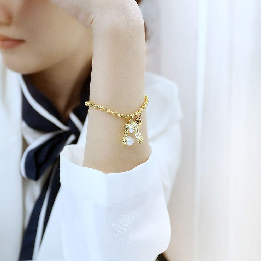 Agustinina Gelang Perempuan Mewah Vintage Lucu Kacang Liontin Temperamen Yang Indah Gaya Korea Gelang