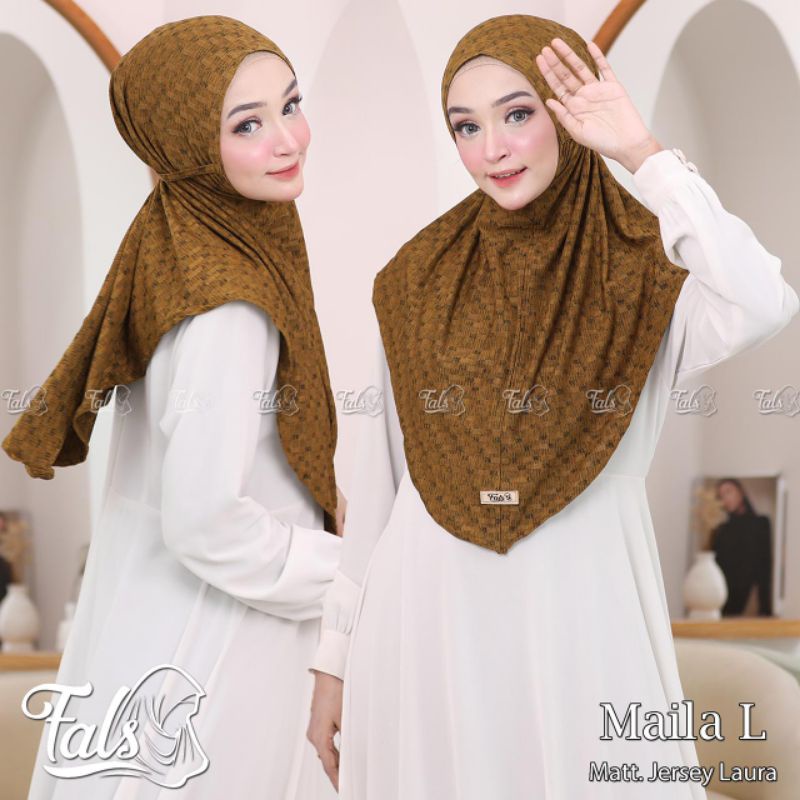 ( Ori Fals ) MAILA L•jilbab instan jersey laura•hijab bergo tali motif