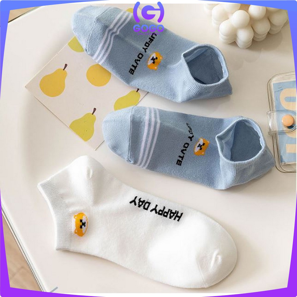 GOGO-P253 Kaos Kaki Wanita Motif Beruang Biru Kaus Kaki Pendek Semata Kaki Fashion Korea Women Sock Import