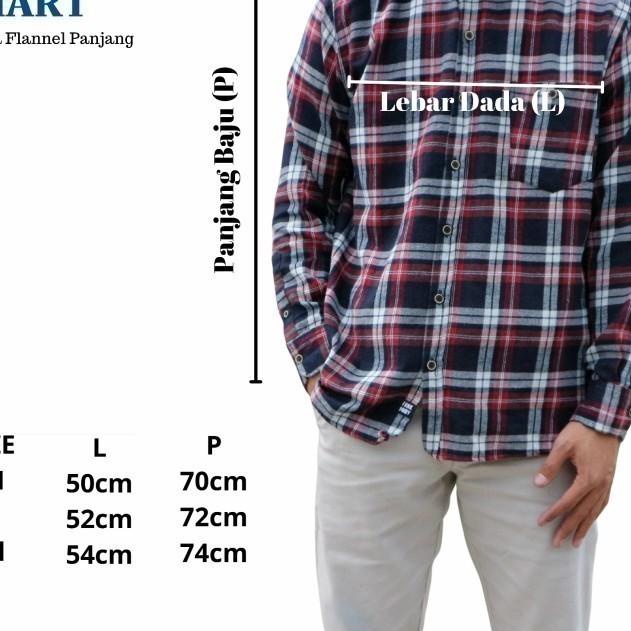 kemeja flanel pria lengan panjang Kemeja flanel pria 023 - h43, M