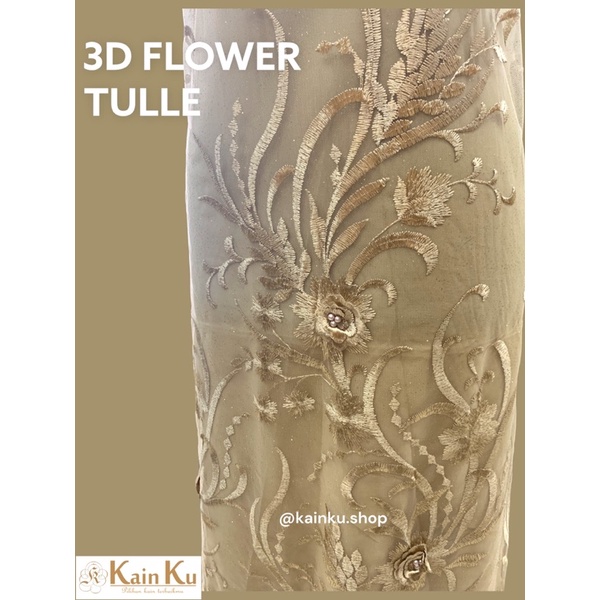 Kain Tile Bordir Timbul 3D Flower Timbul