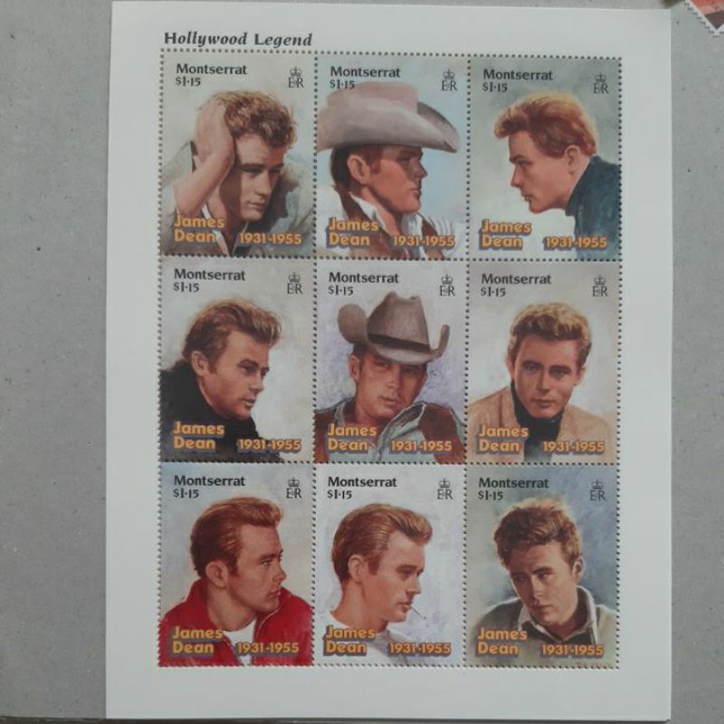 

Perangko Montserrat James Dean Holywood legend sheet 9 prangko