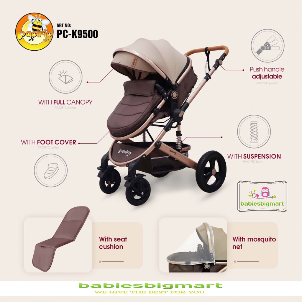 Stroller Pacific PC K 9500 Newborn Kereta Dorong Bayi Anak Hadap Depan Dan Belakang