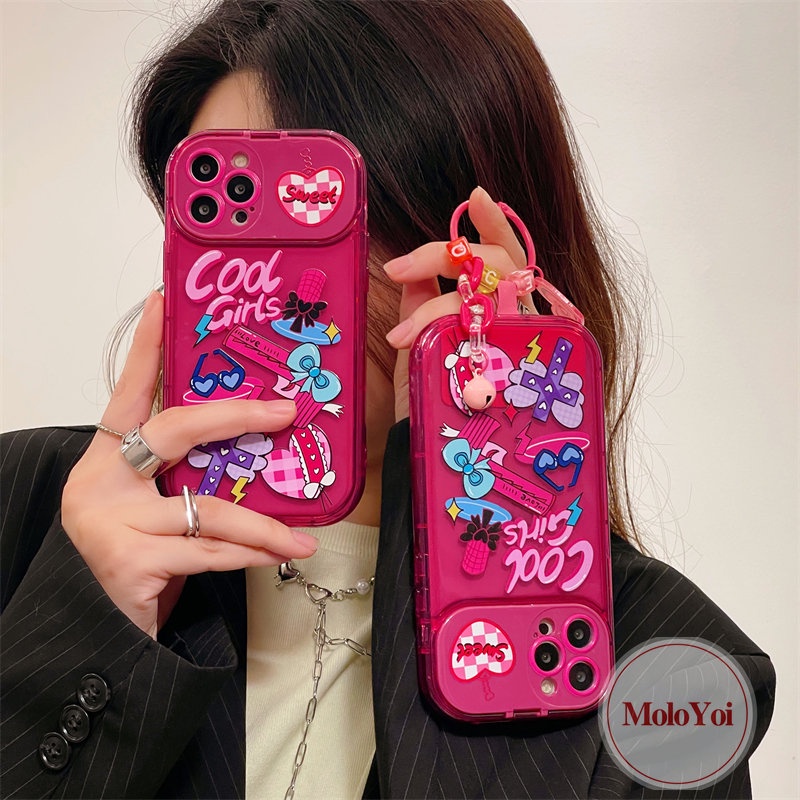 Soft Case Hp Flip Motif Stiker Grafiti + Cermin Untuk IPhone 11 / 14 / 12 / 13pro MAX / XR / 7 / 8 / 14plus / X / XS MAX / SE 2020