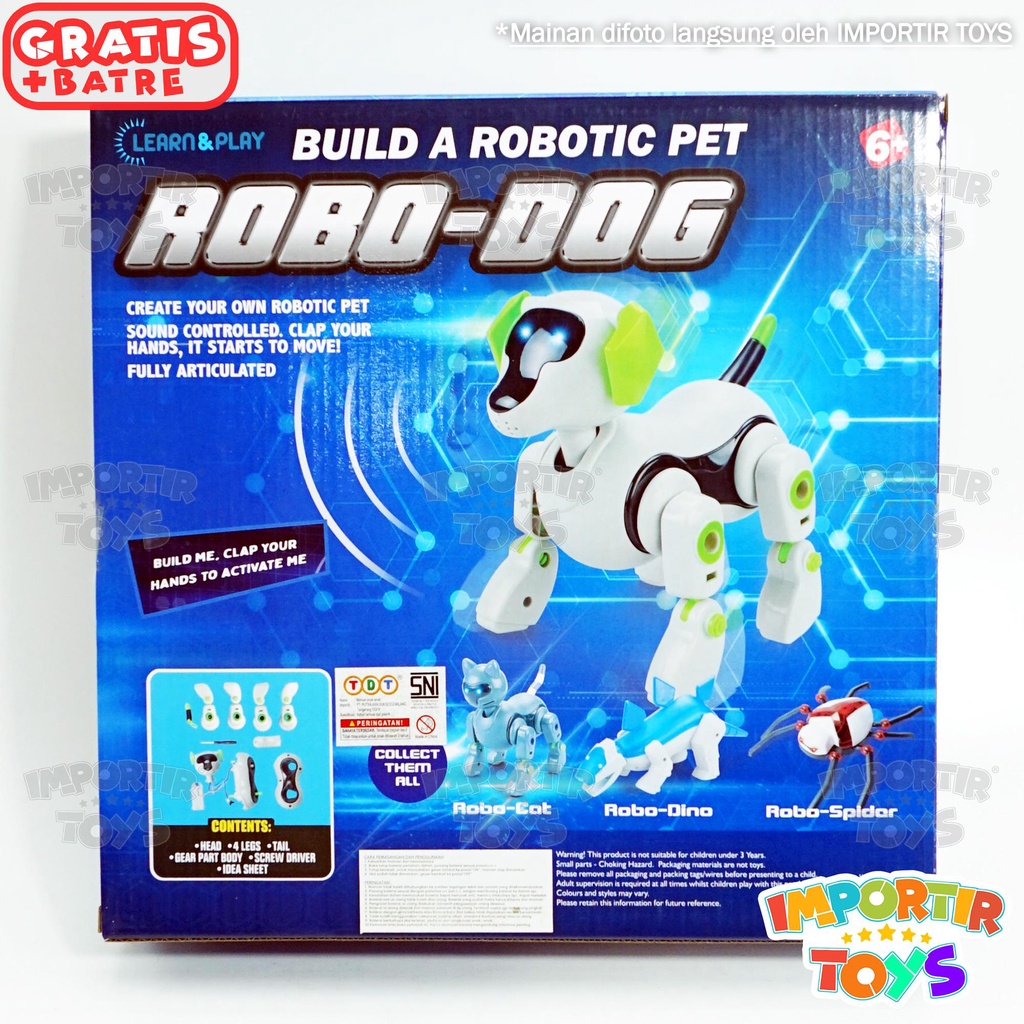 Mainan Anak Robot Anjing Robo-dog Aktifkan dgn Tepuk Tangan free baterai