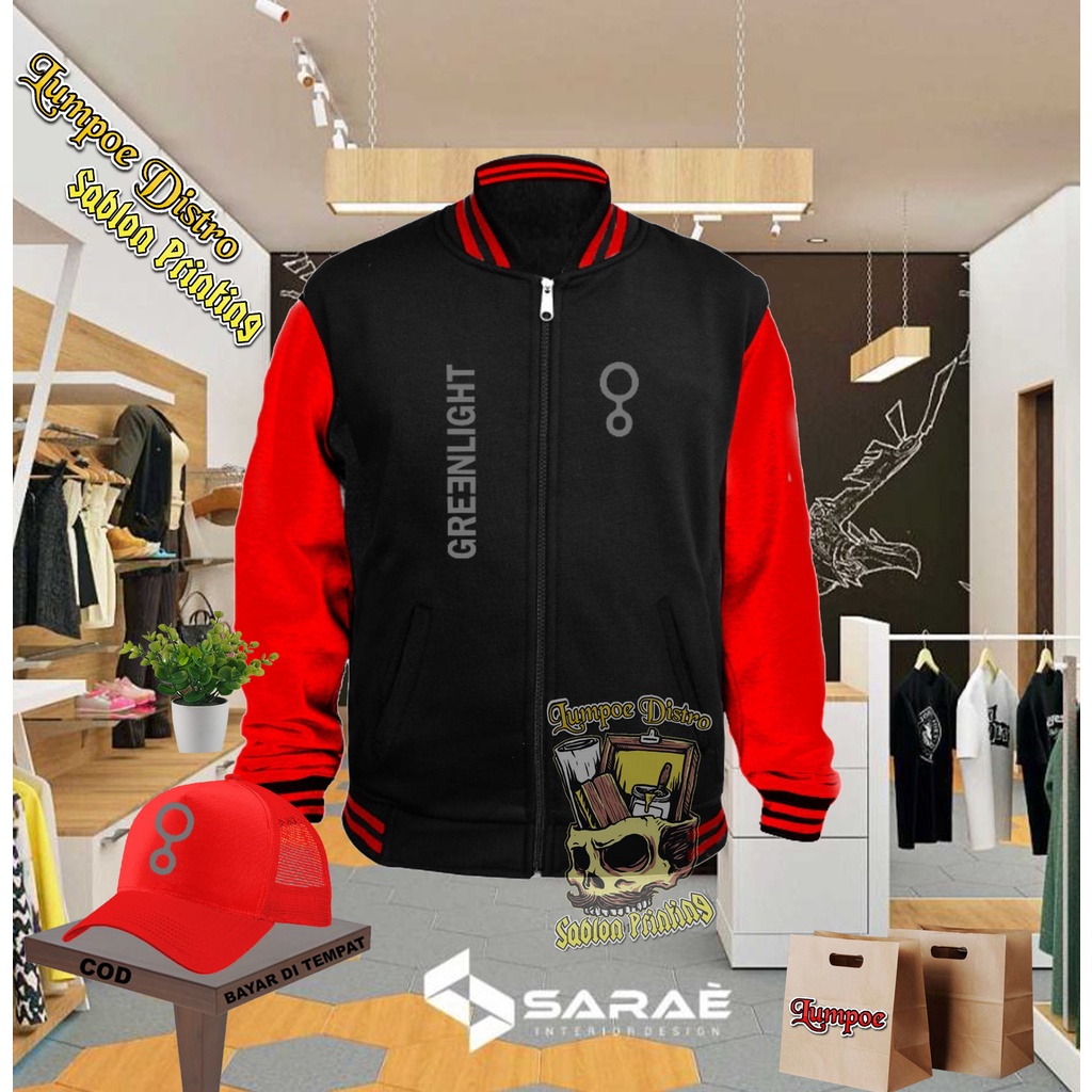 Plus Topi Varsity Keren Grenlight Text Quality Silver Premium Baju Tshirt Lengan Tebal Crewneck Bran