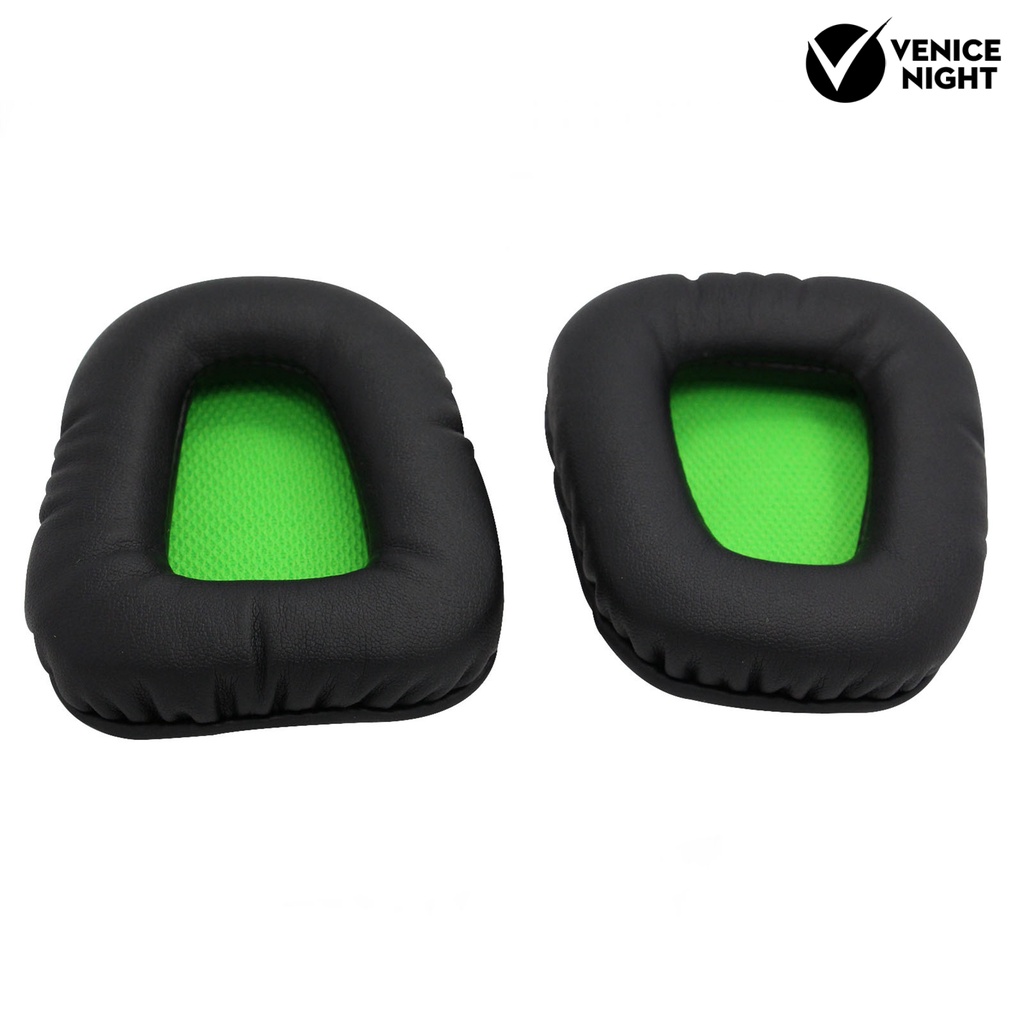 (VNEP) (Berkabel) 2Pcs Lembut Penggantian Faux Kulit Memori Busa Headphone Bantalan Telinga Earmuff Bantal untuk Razer Electra