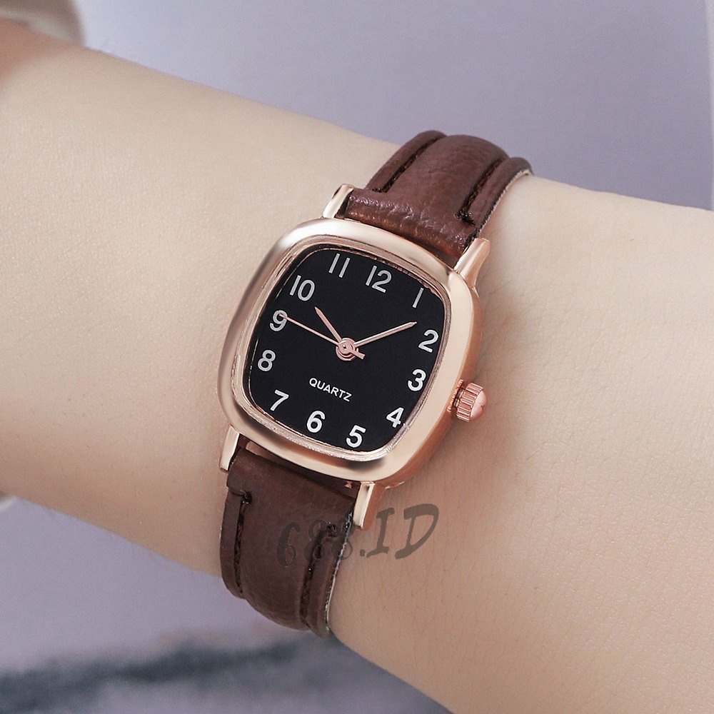 Jam Tangan Wanita Analog Kulit Sintentis Jam Tangan Kotak Kecil Fashion Murah Korea Impor JT 11