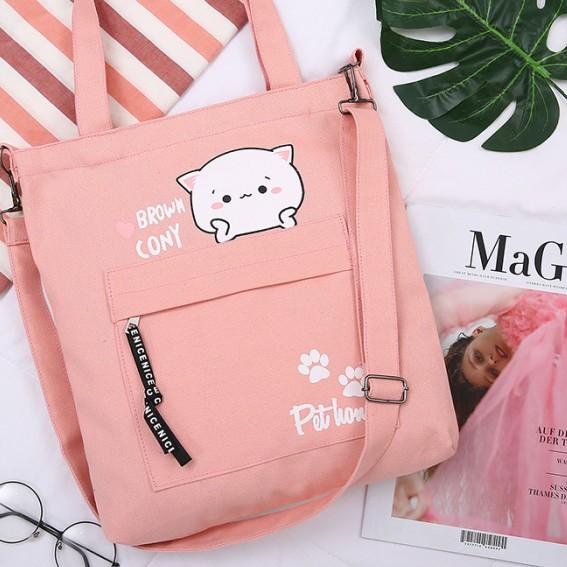 Tas tote bag selempang lucu - kucing hitam