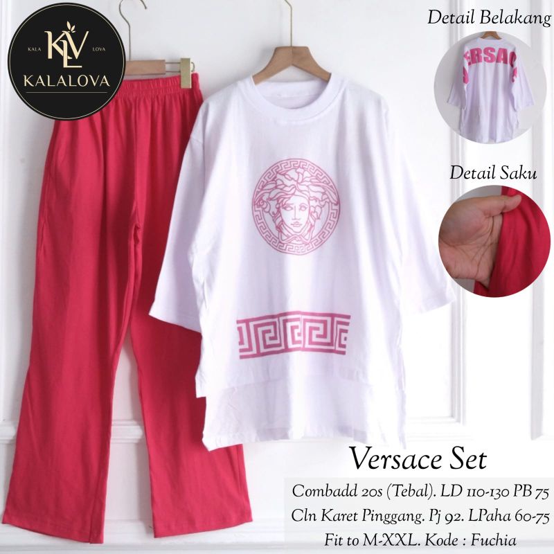 Setelan Wanita Bahan Kaos Combed 20s Jumbo LD 110-130 VERSACE SET BY KALALOVA