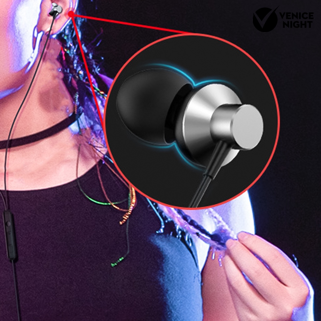 (VNEP) (Berkabel) Metal In Ear Earphone 3.5m Universal Heavy Bass Stereo Headset dengan Mic