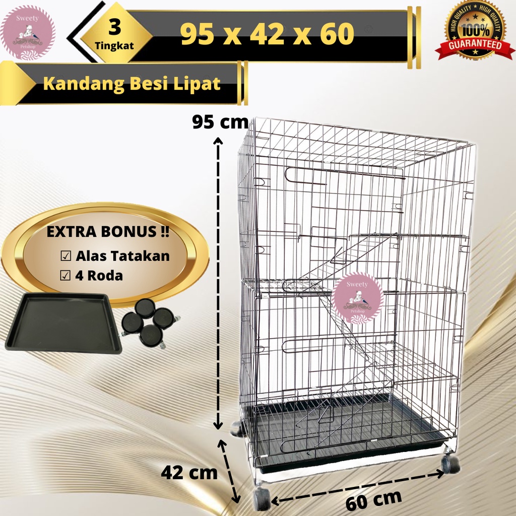 kandang kucing 3 tingkat ukuran 60x40x95 Nodastore