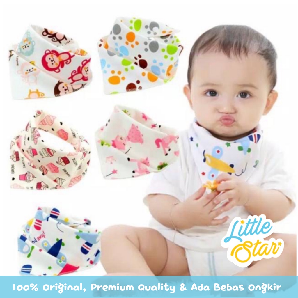 Celemek Makan Segitiga Anak Bayi Little Star Motif Kartun