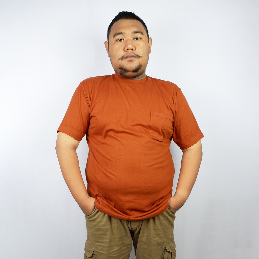 Big Size - Kaos Polos Pocket Fold Cotton Lengan Pendek Pria/Wanita Phenom