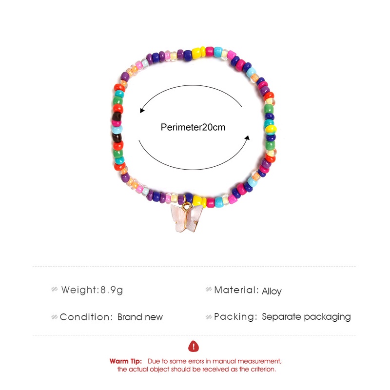 Gelang Kaki Wanita Desain Kupu-Kupu Hias Manik-Manik Warna-Warni Gaya Bohemian Untuk Musim Panas / Pantai