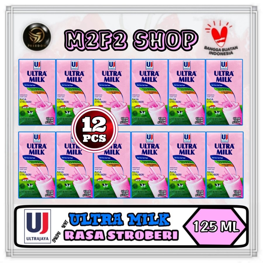 

Susu Ultra Milk Mini Kotak UHT Rasa Strawberry | Stroberi - 125 ml (Kemasan 12 Pcs)