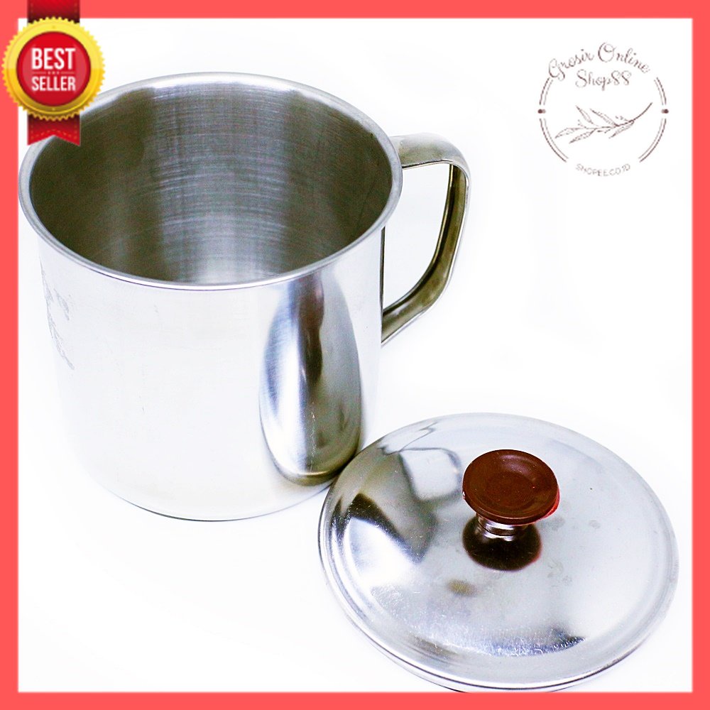 GOS A209 - GELAS MUG CANGKIR + TUTUP STAINLESS 8cm