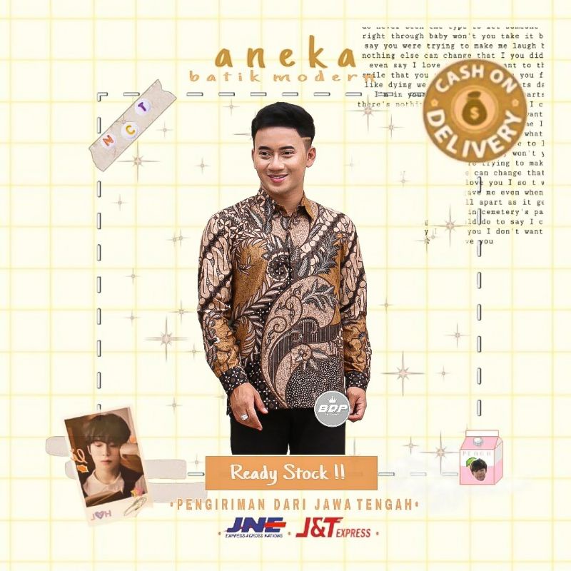 ATASAN KEMEJA HEM BATIK PRIA COWOK WARNA KUNING LENGAN PANJANG M L XL XXL JUMBO MURAH KUNING NUDE CO