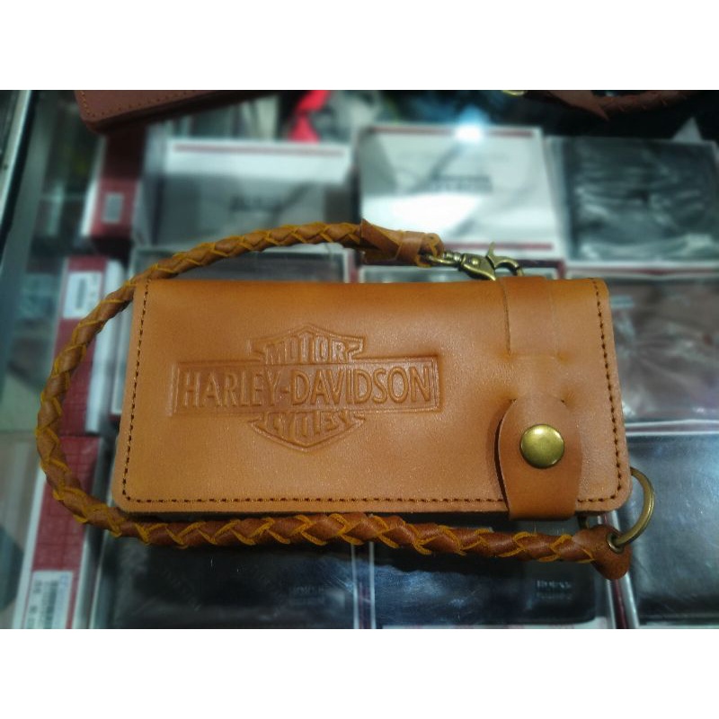 Dompet Kulit Pria + Rantai &quot; Harley Davidson &quot; ( 100% Kulit Asli)