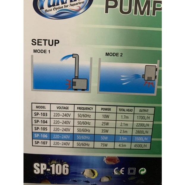 Pompa Aquarium kolam Yukari SP 104