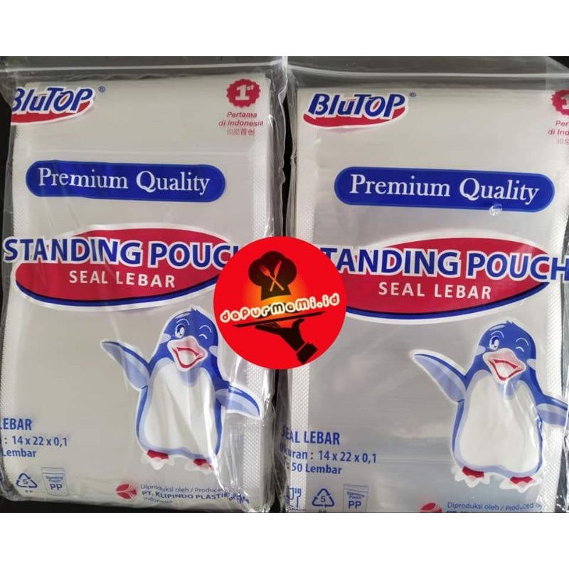 SPBTSL 14 STANDING POUCH BLUKING UKURAN 14 X 22 CM SEAL LEBAR ATAU SEAL KANAN KIRI ISI 1 PACK 50 PCS