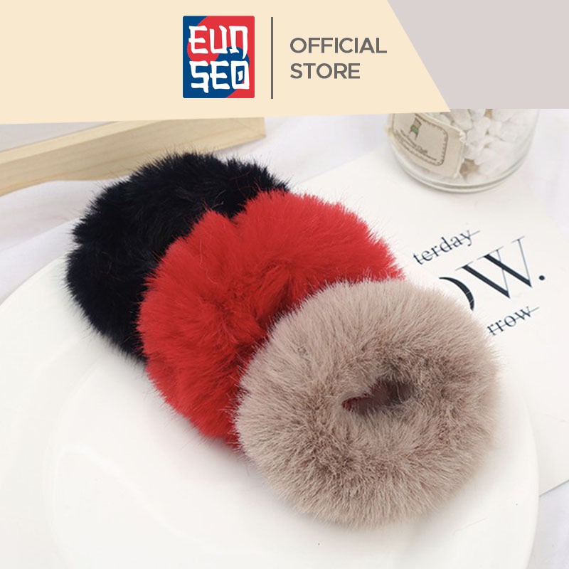 EUNSEO Ikat Rambut Scrunchie Wanita Pompom Ponytail Donat Fashion Korea Kuncir Rambut Premium