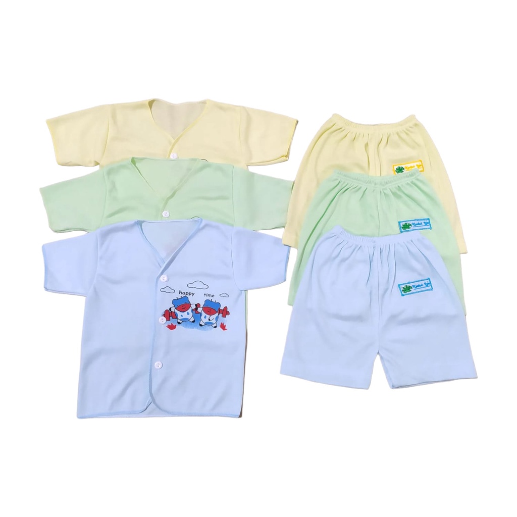 [3 pcs] Pakaian Atasan Bayi Newborn MERK KODOK IJO Model Tangan Pendek