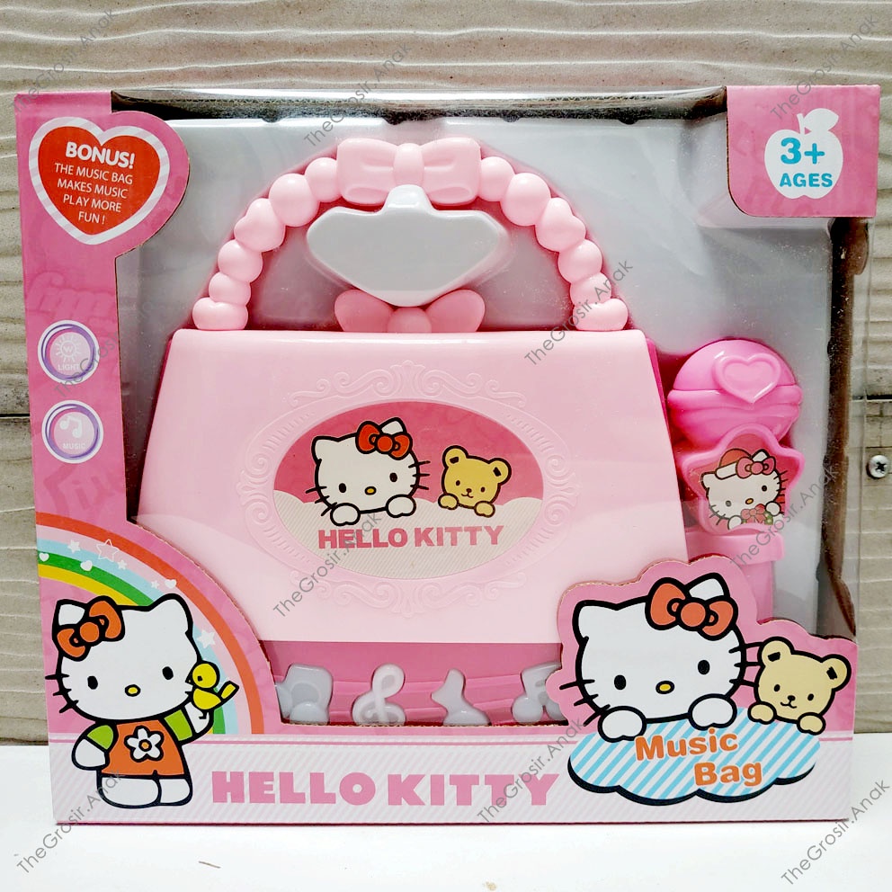 Microphone Music Bag LOL Hello Kitty Frozen Mainan Tas Mic MP3 Musik Lampu