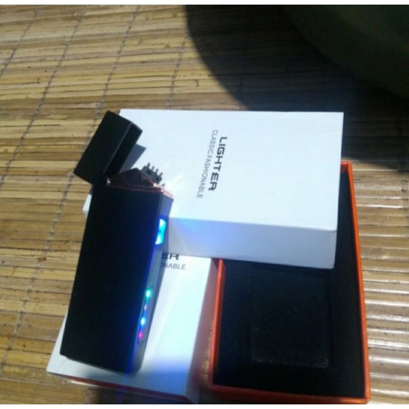 Korek api electrik charger sensor led  fingertouch  free box + kabel cas