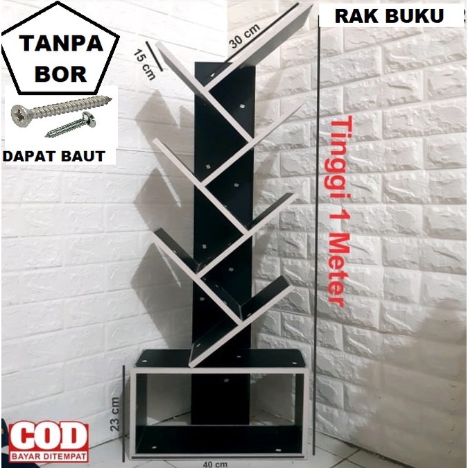 RAK BUKU / RAK BUKU GANTUNG / RAK BUKU LANTAI / RAK BUKU HIAS DEKORASI / RAK BUKU MINIMALIS KUAT 1 meter