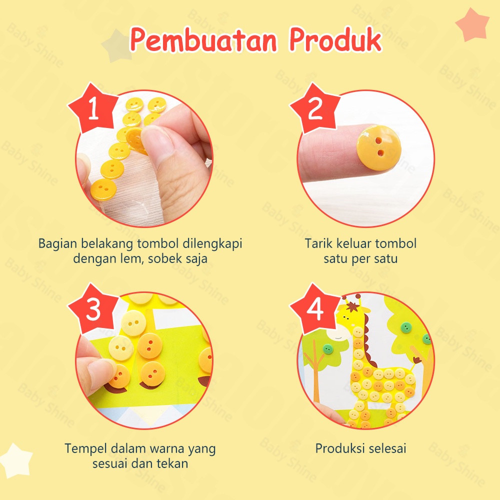 Halo Baby DIY menempel kancing/painting button sticker kancing sticker kancing