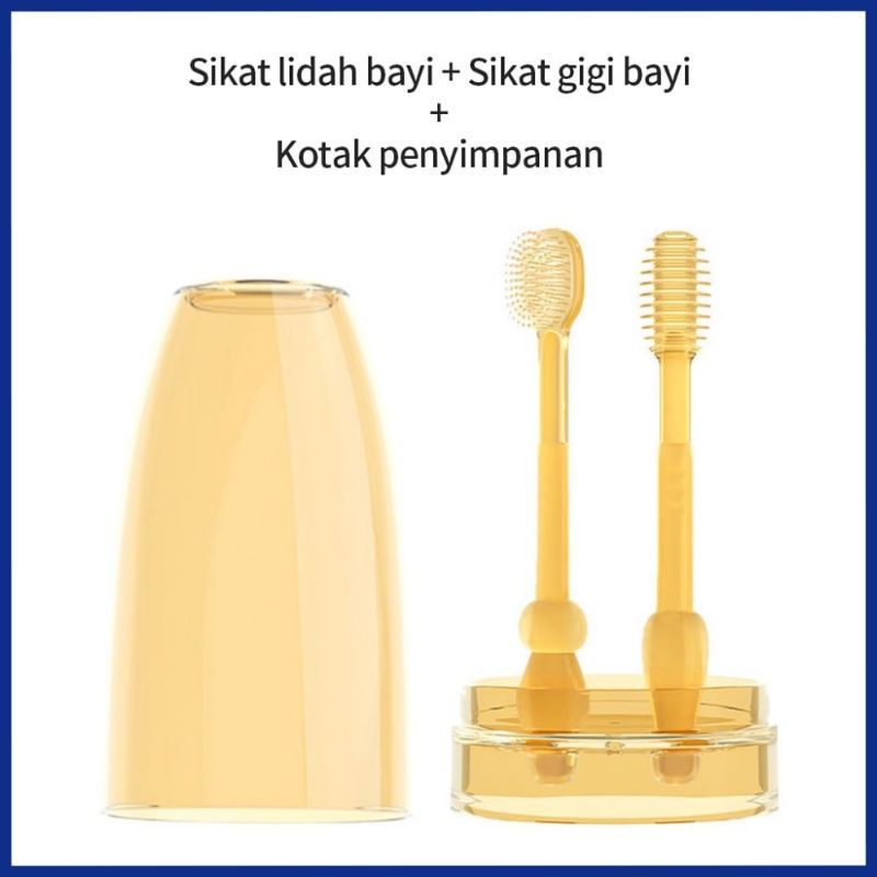 [rumahbayipdg] 2 pcs Sikat Lidah dan gusi bayi Sikat Gigi anak 2 IN 1 tootbrush